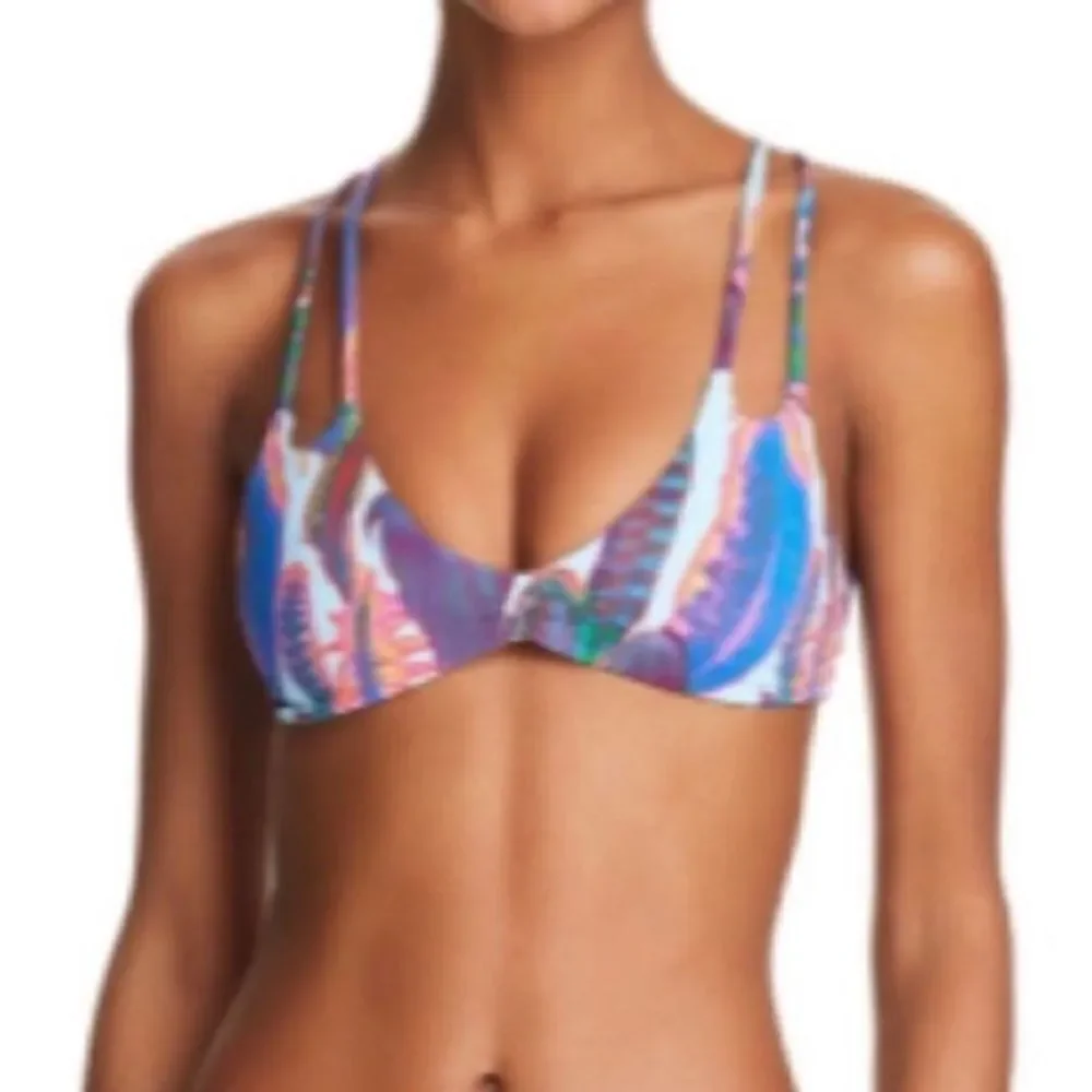 New. Pilyq feather teeny halter bikini.